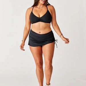 Carve Designs Womens Hoku Swim Skirt Black Cinched XL Swim Bottom  NWT